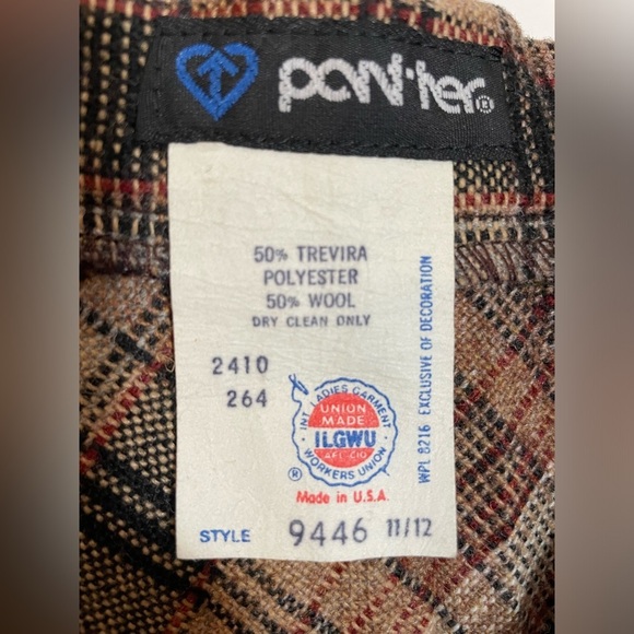 Vintage Wool Blend Pleated Panther Skirt, Brown/Tan Made in USA Union 70’s #9446 - Picture 2 of 6